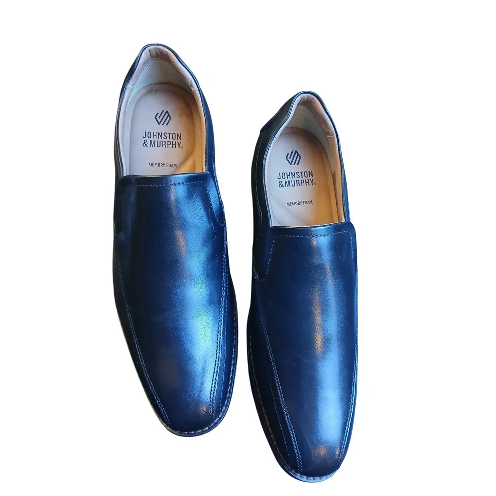 Johnston & Murphy Lewis Black Full Grain Leather Slip On Loafers Mens 8M 15-7965